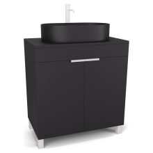 HD Paris Matt Black 80 álló mosdószekrény matt fekete mosdópulttal és matt fehér elemekkel