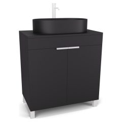   HD Paris Matt Black 80 álló mosdószekrény matt fekete mosdópulttal és matt fehér elemekkel