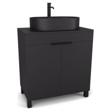 HD Paris Matt Black 80 álló mosdószekrény matt fekete mosdópulttal és matt fekete elemekkel