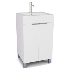   HD Paris Matt White 50 álló mosdószekrény szálcsiszolt króm elemekkel