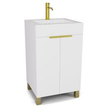 HD Paris Matt White 50 álló mosdószekrény szálcsiszolt arany elemekkel