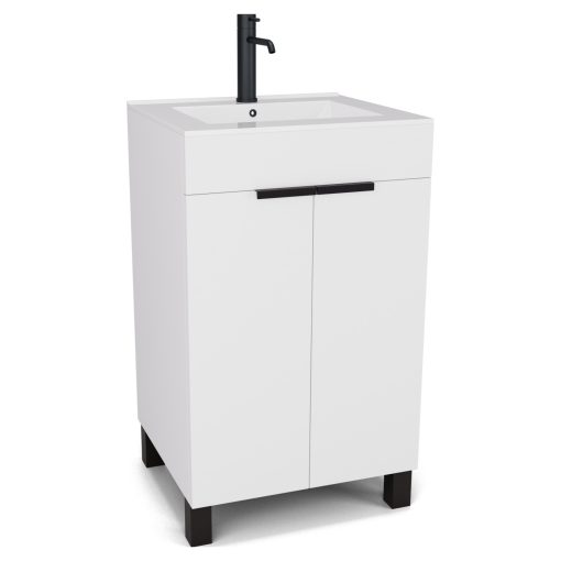 HD Paris Matt White 50 álló mosdószekrény matt fekete elemekkel