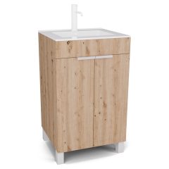 HD Paris Oak 50 álló mosdószekrény matt fehér elemekkel