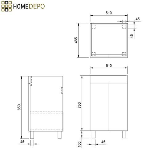 HD Paris Oak 50 álló mosdószekrény matt fehér elemekkel