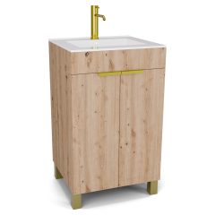   HD Paris Oak 50 álló mosdószekrény szálcsiszolt arany elemekkel