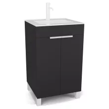 HD Paris Matt Black 50 álló mosdószekrény matt fehér elemekkel