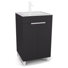   HD Paris Matt Black 50 álló mosdószekrény matt fehér elemekkel