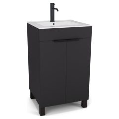   HD Paris Matt Black 50 álló mosdószekrény matt fekete elemekkel