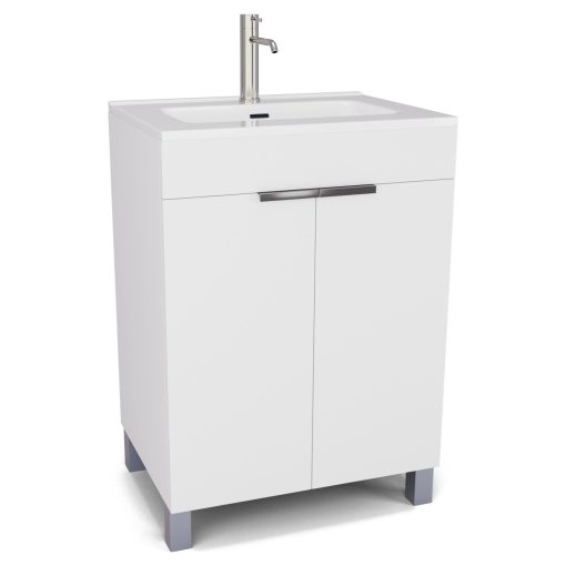 HD Paris Matt White 60 álló mosdószekrény fényes króm elemekkel