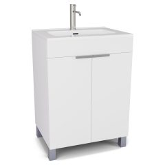   HD Paris Matt White 60 álló mosdószekrény szálcsiszolt króm elemekkel