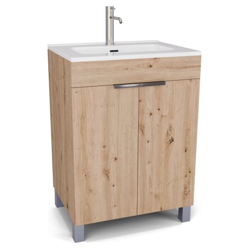 HD Paris Oak 60 álló mosdószekrény fényes króm elemekkel