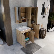 HD Paris Oak 60 álló mosdószekrény fényes króm elemekkel