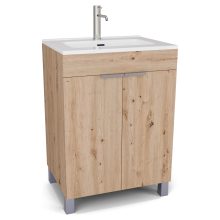 HD Paris Oak 60 álló mosdószekrény szálcsiszolt króm elemekkel