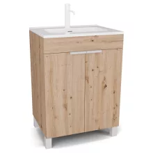 HD Paris Oak 60 álló mosdószekrény matt fehér elemekkel
