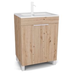 HD Paris Oak 60 álló mosdószekrény matt fehér elemekkel