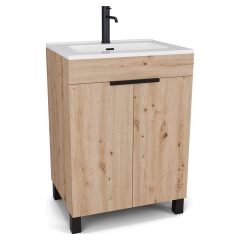 HD Paris Oak 60 álló mosdószekrény matt fekete elemekkel