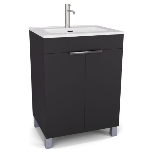 HD Paris Matt Black 60 álló mosdószekrény fényes króm elemekkel