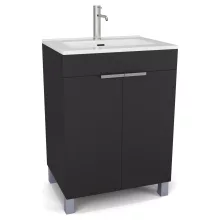 HD Paris Matt Black 60 álló mosdószekrény szálcsiszolt króm elemekkel