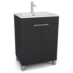   HD Paris Matt Black 60 álló mosdószekrény szálcsiszolt króm elemekkel