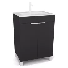 HD Paris Matt Black 60 álló mosdószekrény matt fehér elemekkel