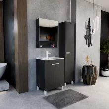 HD Paris Matt Black 60 álló mosdószekrény matt fehér elemekkel