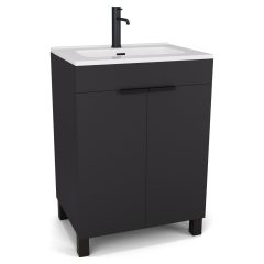   HD Paris Matt Black 60 álló mosdószekrény matt fekete elemekkel