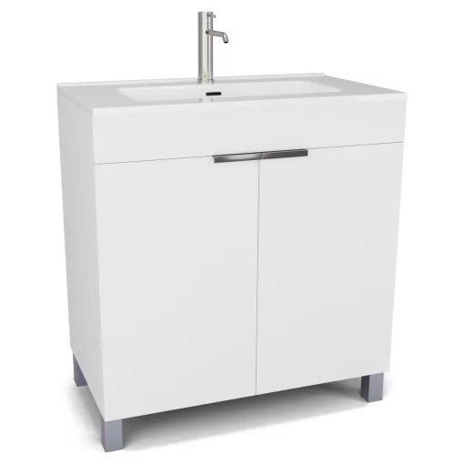 HD Paris Matt White 80 álló mosdószekrény fényes króm elemekkel