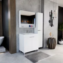 HD Paris Matt White 80 álló mosdószekrény fényes króm elemekkel