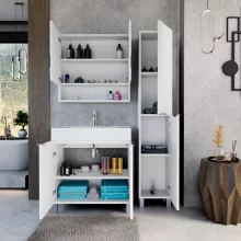 HD Paris Matt White 80 álló mosdószekrény fényes króm elemekkel