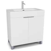 HD Paris Matt White 80 álló mosdószekrény szálcsiszolt króm elemekkel