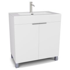   HD Paris Matt White 80 álló mosdószekrény szálcsiszolt króm elemekkel