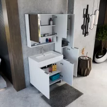 HD Paris Matt White 80 álló mosdószekrény szálcsiszolt króm elemekkel