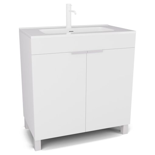 HD Paris Matt White 80 álló mosdószekrény matt fehér elemekkel