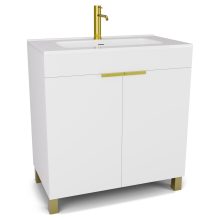 HD Paris Matt White 80 álló mosdószekrény szálcsiszolt arany elemekkel