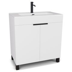   HD Paris Matt White 80 álló mosdószekrény matt fekete elemekkel