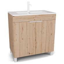 HD Paris Oak 80 álló mosdószekrény matt fehér elemekkel