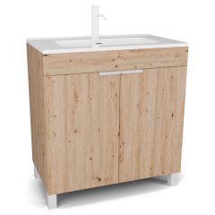 HD Paris Oak 80 álló mosdószekrény matt fehér elemekkel