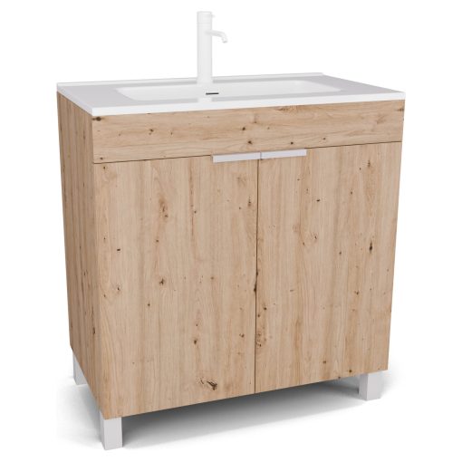 HD Paris Oak 80 álló mosdószekrény matt fehér elemekkel