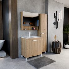 HD Paris Oak 80 álló mosdószekrény matt fehér elemekkel