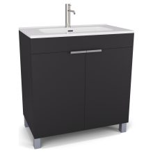 HD Paris Matt Black 80 álló mosdószekrény szálcsiszolt króm elemekkel