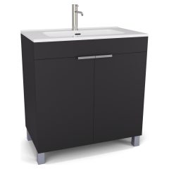   HD Paris Matt Black 80 álló mosdószekrény szálcsiszolt króm elemekkel