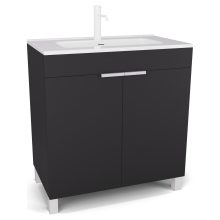 HD Paris Matt Black 80 álló mosdószekrény matt fehér elemekkel