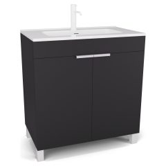   HD Paris Matt Black 80 álló mosdószekrény matt fehér elemekkel