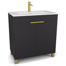 HD Paris Matt Black 80 álló mosdószekrény szálcsiszolt arany elemekkel