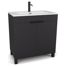 HD Paris Matt Black 80 álló mosdószekrény matt fekete elemekkel