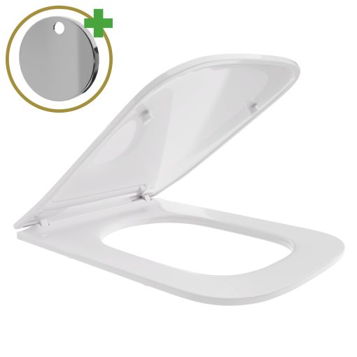 HD Slim "S" Glossy White WC tető fényes króm zsanérral