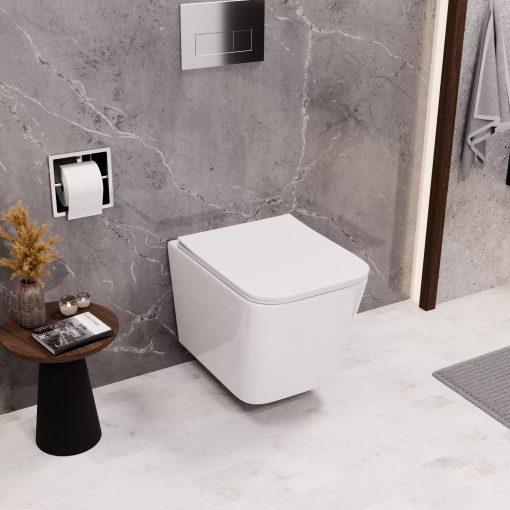HD Slim "S" Glossy White WC tető fényes króm zsanérral