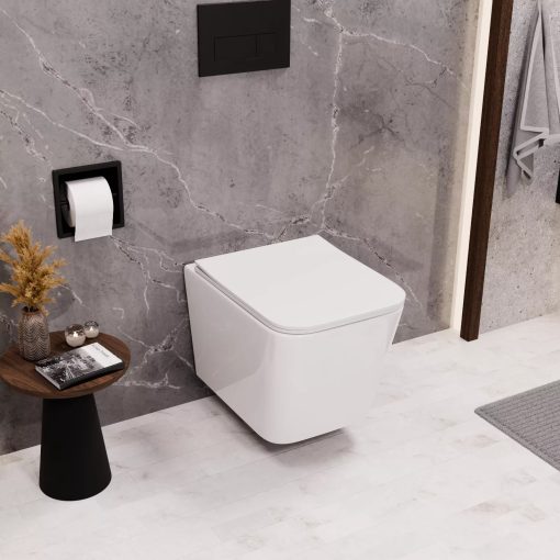 HD Slim "S" Glossy White WC tető matt fekete zsanérral