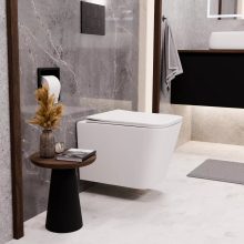 HD Slim "S" Glossy White WC tető matt fekete zsanérral