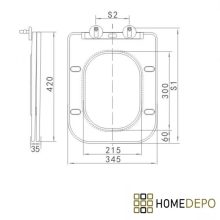 HD Slim "S" Glossy White WC tető matt fekete zsanérral